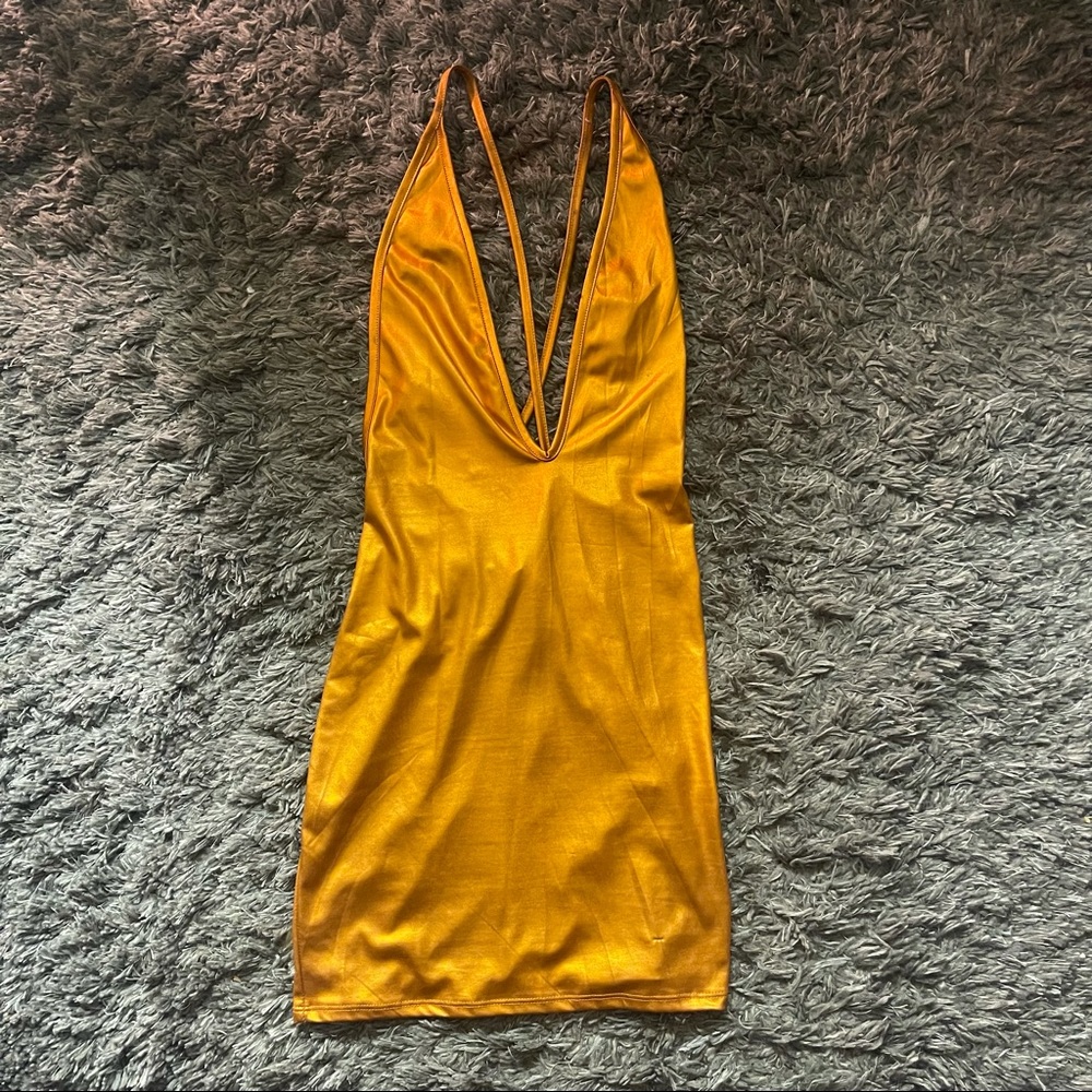 Metallic orange sexy dress
